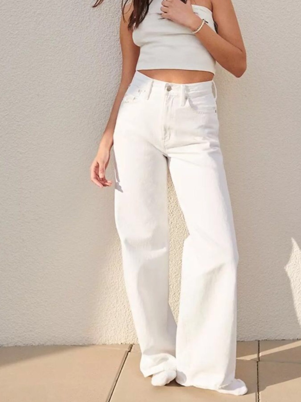 Madewell Super Wide Leg Jeans in White DM1626 Size 29 NWT